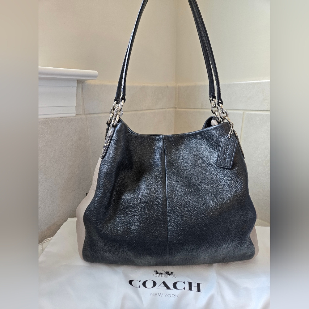 COACH 2016 Phoebe Hobo Colorblock Exotic/Snakeskin Trim Leather Shoulder Bag - Picture 3 of 16